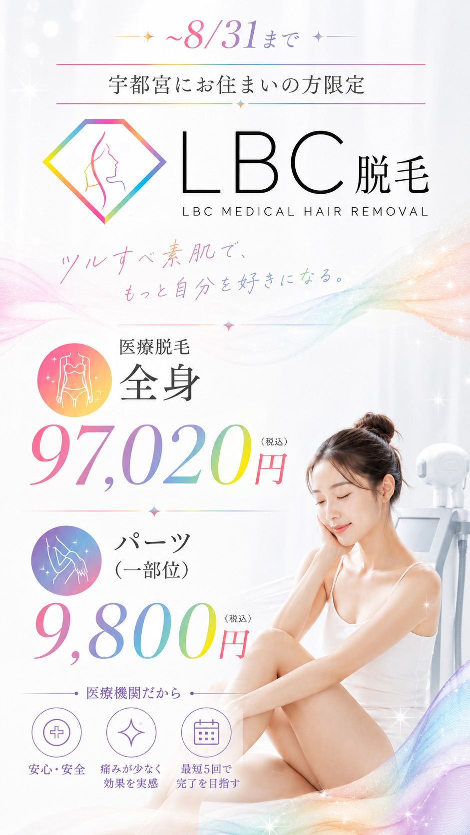 LBC脱毛｜宇都宮の医療脱毛｜8/31までWEB特典 最大20%OFF